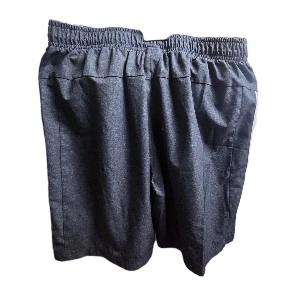 Adidas‎ Men's Large Gray 3 Stripe Athletic Basketball Shorts Elastic Waist...